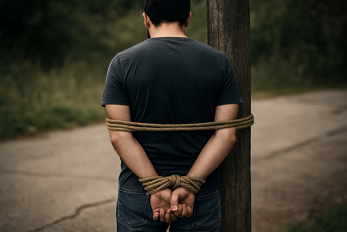 «Зачем к дочери приставал?»: в Красноярске мужчину привязали к столбу из-за подозрений в домогательствах | В Красноярске родители заподозрили мужчину в домогательствах и привязали его к столбу «Зачем к дочери приставал?»: в Красноярске мужчину привязали к столбу из-за подозрений в домогательствах | В Красноярске родители заподозрили мужчину в домогательствах и привязали его к столбу