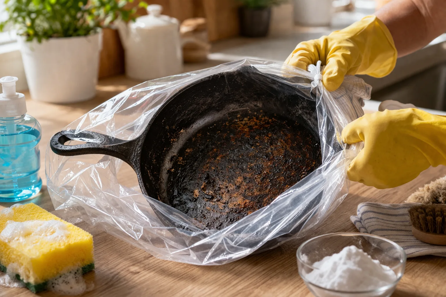 Сковорода снова как новая: копеечный способ убрать нагар без усилий — нужен только пакет и немного тепла Сковорода снова как новая: копеечный способ убрать нагар без усилий — нужен только пакет и немного тепла