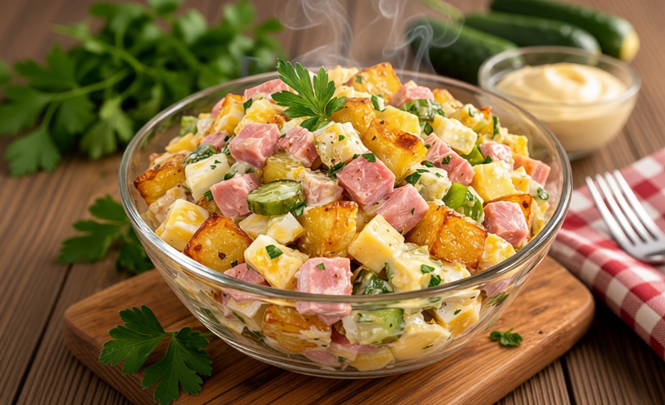 Готовлю салат "Берлин" с запеченной картошкой за 15 минут: невероятная вкуснятина покорит гостей с первой ложки Готовлю салат "Берлин" с запеченной картошкой за 15 минут: невероятная вкуснятина покорит гостей с первой ложки