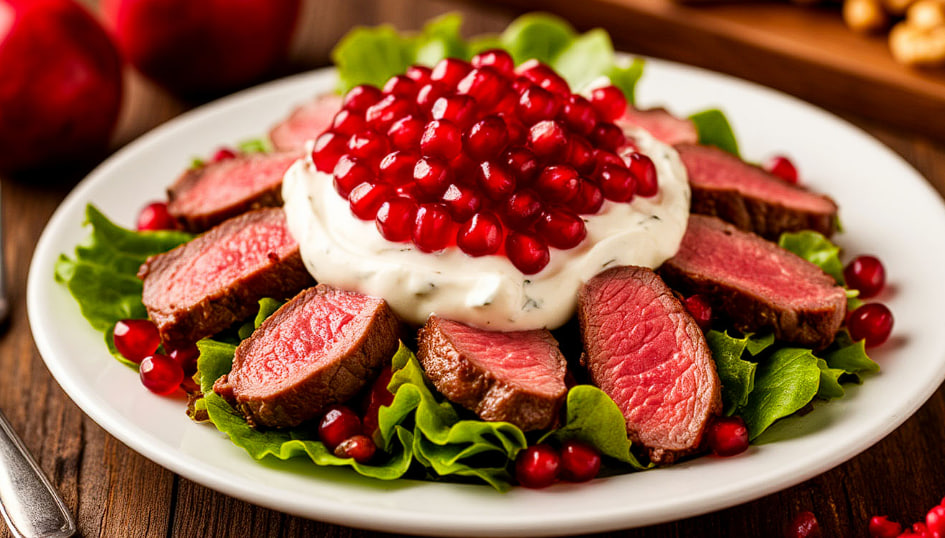 Салат „Хюррем“ на 8 Марта: рецепт с гранатом — эффектно и вкусно Салат „Хюррем“ на 8 Марта: рецепт с гранатом — эффектно и вкусно