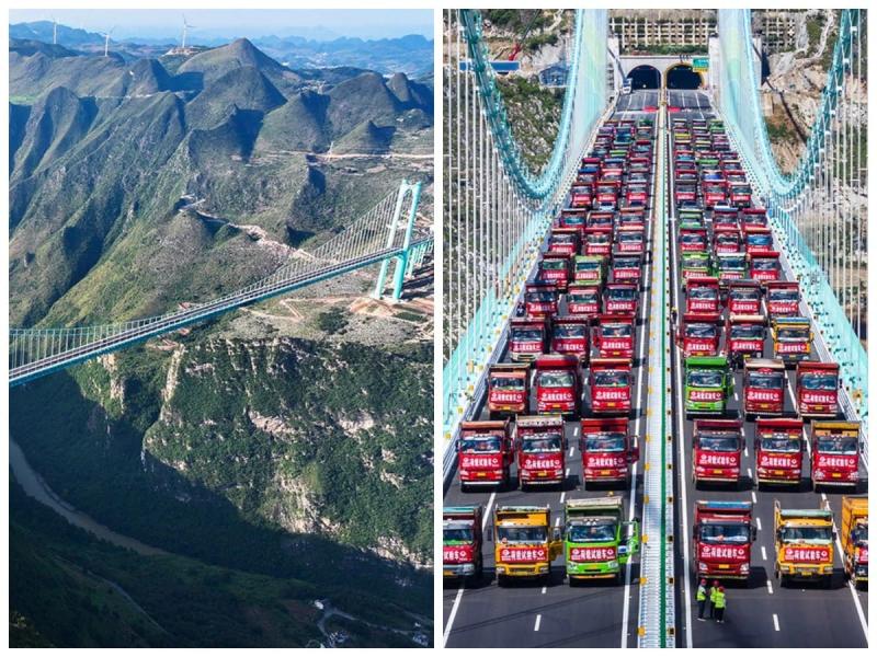 Дорога над пропастью: новый мост в Китае сократил путь с 2 часов до минут | В Китае открыт мост Гранд-Каньон Хуацзян — самый высокий в мире