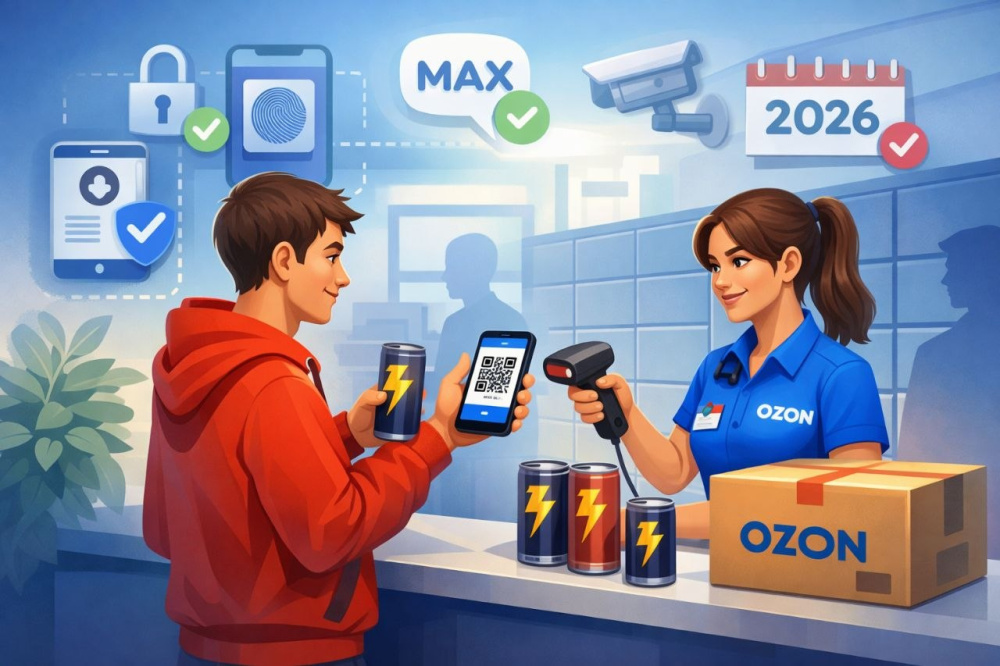 Ozon усиливает контроль за продажей энергетиков: двойная проверка возраста через «Цифровой ID» с 6 апреля | Ozon вводит двухфакторную аутентификацию для энергетиков — с 6 апреля