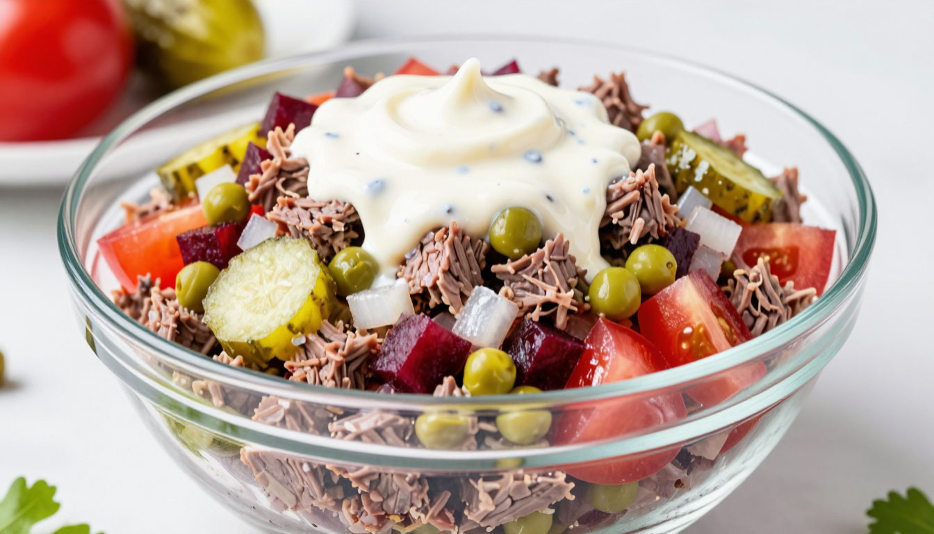 Просто смешала говядину и горошек: получился вкуснейший салат, который просят готовить снова Просто смешала говядину и горошек: получился вкуснейший салат, который просят готовить снова