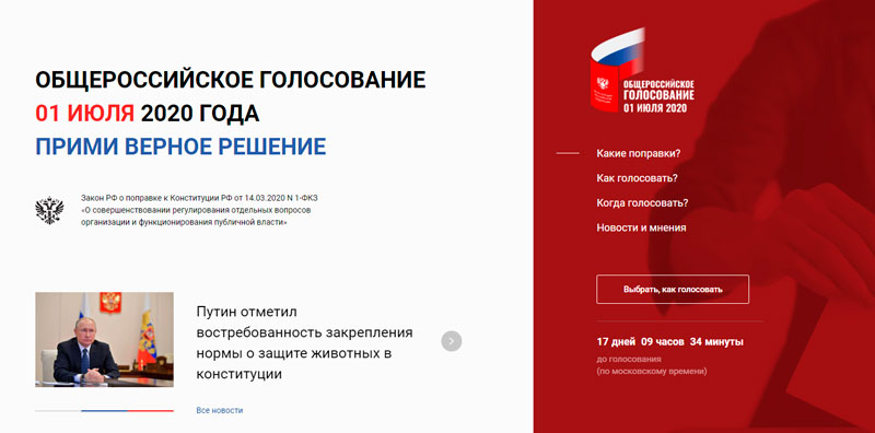 На сайте для голосования по поправкам в Конституцию пропущена статья, обнуляющая сроки Путина