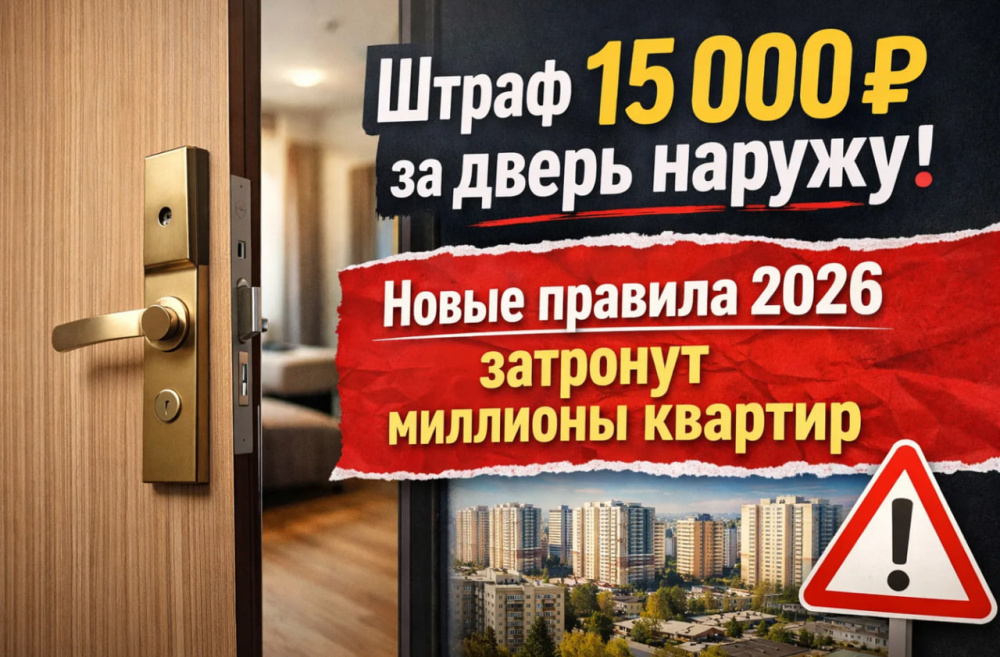 Дверь наружу — штраф 15 000 рублей: новые правила с 2026 года затронут миллионы квартир | Штраф 15 000 руб. за дверь наружу: новые правила 2026 затронут миллионы квартир Дверь наружу — штраф 15 000 рублей: новые правила с 2026 года затронут миллионы квартир | Штраф 15 000 руб. за дверь наружу: новые правила 2026 затронут миллионы квартир