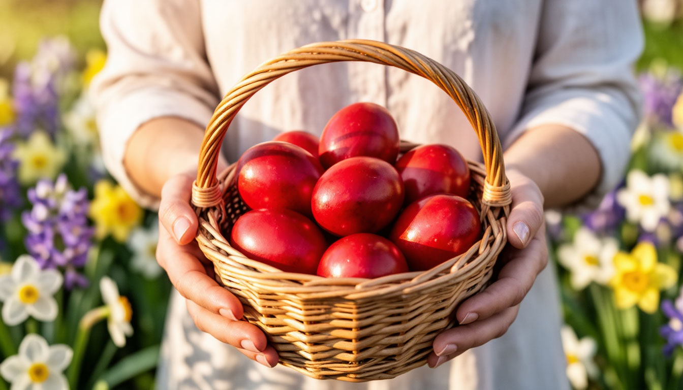 Простой и натуральный рецепт пасхальных яиц без красителей. Получается насыщенный красный цвет — глубже и красивее, чем из пакетиков. Простой и натуральный рецепт пасхальных яиц без красителей. Получается насыщенный красный цвет — глубже и красивее, чем из пакетиков.